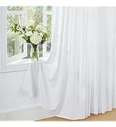 PONY DANCE Non-See-Through White Privacy Sheer Curtains 84 inches Long, 2 Panels Set Rod Pocket F...