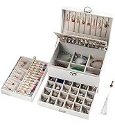 BOOVO Earring Jewelry Box For Women Girl Stud Organizer, 5 Layers Girl Jewelry Organizer Box With...