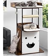 Feliskyn Wood Modern Cat Tree Tower for Indoor Large Cats, 48-Inch Tall Wooden Cat Trees with Big...