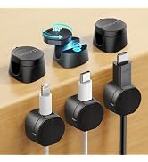 Kanemc Cable Clips Cord Holder for Desk, 360° Spin Magnetic Wire Organizer Self Adhesive Cord Man...