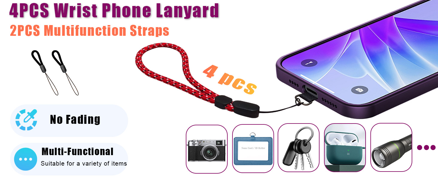 Fanoshon wrist phone lanyard adjustable with finger loops