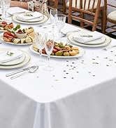 misaya 6 Packs Disposable Plastic Table Cloth, 54 x 108 Inch Waterproof Rectangle Tablecloth, Lea...