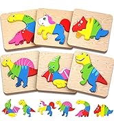 Kaodezhu Wooden Animal Puzzles for Toddlers 1 2 3 Years Old, Bright Color Learning Toys Gift with...