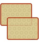 Macaron Silicone Baking Mat - Set of 2 Non Stick Silicon Macaroon Baking Sheet Cookie Liner