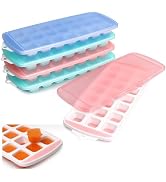 Silicone Ice Cube Trays with Lid - 5Pcs Ice Cube Trays for Freezer Ice Maker Ice Cube Tray with L...