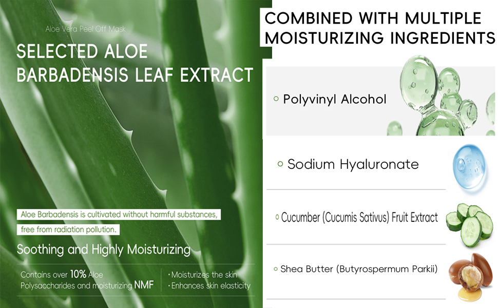aloe vera peel off jelly face mask exfoliate hydro moisturize refresh pore cleanse oil control sooth