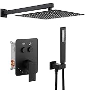 KES Shower Faucets Sets Complete with Push-Button Diverter 12-Inch Rain Shower Head with Handheld...