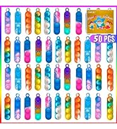 50Pcs Christmas Party Favors for Kids 3-5 4-8 Fidget Toys Bulk Mini Pop Keychain Sensory Toys Sto...