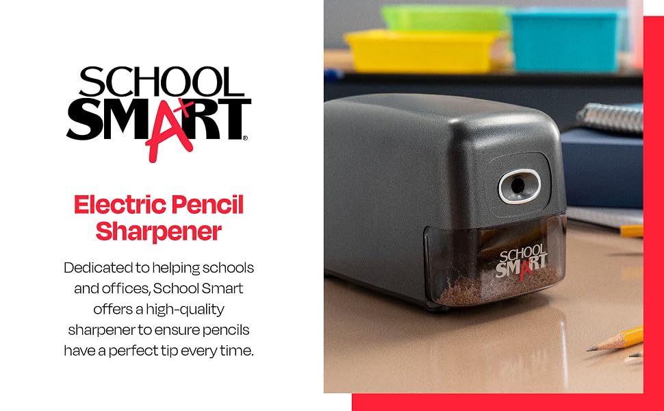 School Smart electric sharpener promotes consistently sharpened pencils.