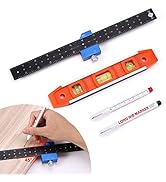 Woodworking Ruler 12 Inch Metal Measuring Ruler and Torpedo Level Set,Different Bubbles/45°/90°/1...