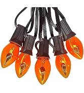 25Ft Orange Halloween Lights Outdoor, C7 Halloween Decoration Lights with 27 Orange Flicker Flame...