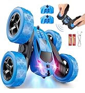 QUNREDA Remote Control Car, RC Cars Toys for Kids Ages 6-12, 4WD Stunt Car with LED Lights & 360°...
