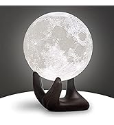 BRIGHTWORLD Moon Lamp, 3.5 inch 3D Printing Lunar Lamp Night Light with Black Hand Stand as Kids ...