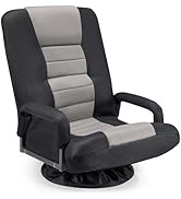 Buymoth Swivel Floor Gaming Chair w/Armrests,Folding Video Reclining Sofa w/6 Adjustable Position...