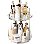 Delamu Rotating Makeup Organizer for Vanity, 2 Tier Bathroom Counter Organizer with Stackable Des...