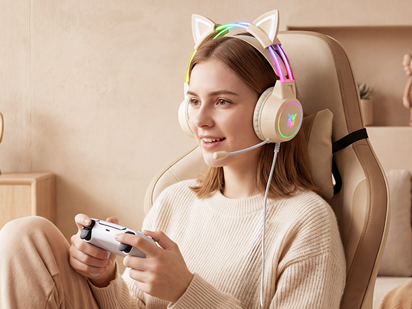 cat ear headset for ps4 ps5 switch gaming consoles