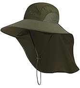 Outdoor Sun Hat for Men with 50+ UPF Protection Safari Cap Wide Brim Fishing Hat with Neck Flap, ...