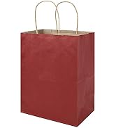 100 Pack 8x4.75x10 inch Medium Red Gift Paper Bags with Handles Bulk, Bagmad Kraft Bags, Craft Gr...