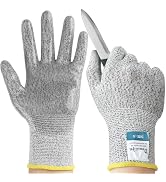 Dowellife Level 5 Cut Resistant Gloves with Silicone Coating, Food Grade Kitchen Knife Safety Glo...