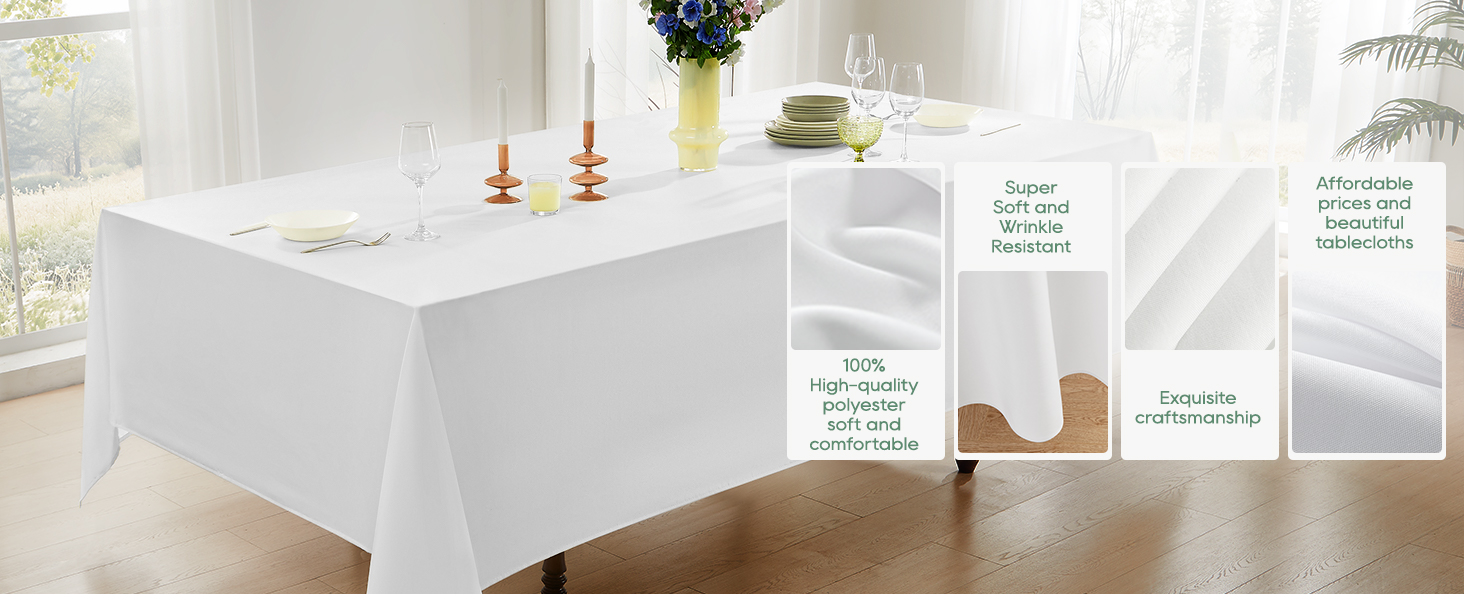 white rectangle tablecloths