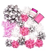 WRAPAHOLIC 19 Pcs Gift Bows Assortment - 16 Multi Colored Assorted Size Gift Bows(Pink, White, Si...