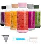 Zukro Glass Water Bottles 12 oz - 6 Pack Heat-resistant Borosilicate Small Juice Bottles with Sta...