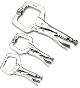 MAXPOWER Heavy Duty Locking C-Clamp Set - 11 Inch and 6 Inch 3-Piece Nickel Plated C-Pliers With ...