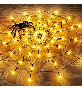 Halloween Decorations Spider Web Lights, 70 LED 8 Modes Battery Operated Waterproof Net Lights wi...