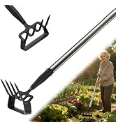 Garden Hoe,2 in 1 Heavy Duty Stirrup Hoe and Cultivator Gardening Tool with 60” Adjustable Long H...