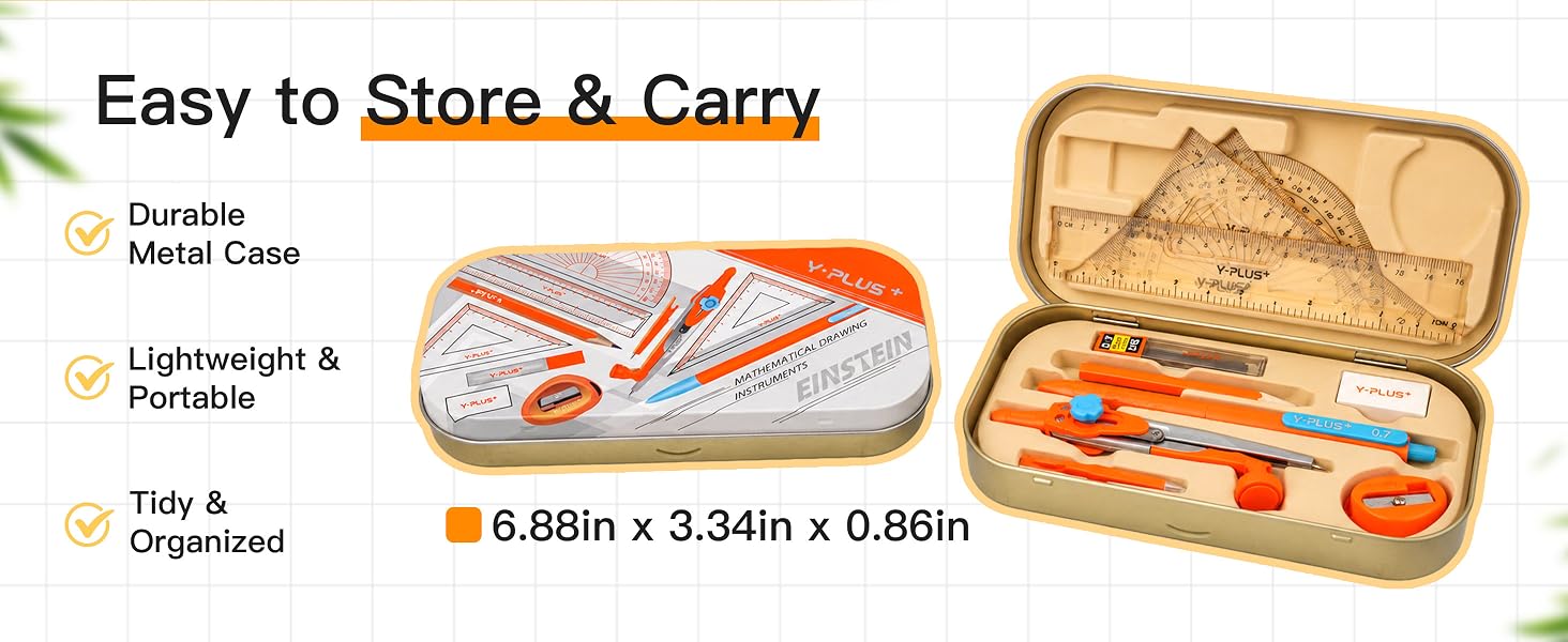 Metal Protractors + Compact Iron Box