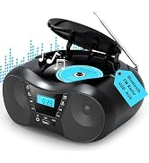 Greadio Boombox Portable CD Players for Home with Bluetooth, Boom Box CD Player FM Radio Combo, S...