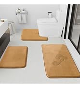 HUXMEYSON Bathroom Rugs Sets 3 Piece, Non-Slip & Quick Dry Bath Mat Set, Ultra Soft Velvet Bath R...