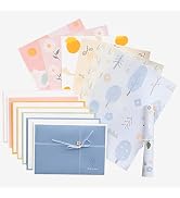 72 Pcs Stationery Paper Envelopes Set Includes 24 Floral Lined Writing Paper & 12 Envelopes, Cute...