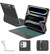 RAYMCRAFT Keyboard Case for iPad Pro 13'' (M5/M4), Magnetic Floating Stand | 11-Color Backlit, Pe...