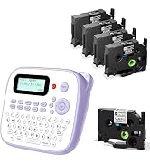 EazeID D210S Label Maker Machine with 5PK Black Tapes Waterproof, Portable Labeler with Keyboard ...