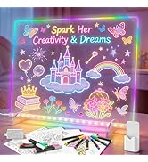 Lumiboard Led Drawing Board with 8 Colors, 13"x10" Acrylic Dry Erase Board with 13 Light Effects,...