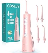 COSLUS ADA Accepted C50 Portable Water Flosser for Teeth: 4 Modes & 5 Intensity Levels Profession...