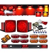 Partsam Submersible Led Truck Trailer Lights Kit 12V, 2xSquare Led Trailer Light Kits+14.17" Red ...