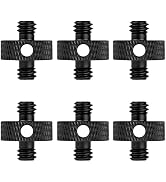 Rigych 1/4 Male to 1/4 Male Camera Thread Screw Adapter with Hole Threaded for Cage, Tripod, Mic,...