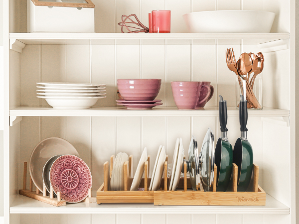Bamboo Pot Lid Organizer