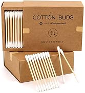 Bamboo Cotton Swabs 400 Count - Vegan Cotton Buds - Natural Wooden Ear Sticks With Double Tipped ...