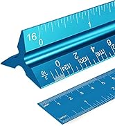 2PCS Architectural Scale Ruler, 12" Aluminum Architect Scale, Triangular Scale, Scale Ruler, Tria...