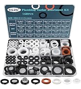KEZE 24 Sizes Plumbing Washers Assorted Kit 160 PCS Garden Hose Washer Rubber Self Locking Tabs &...