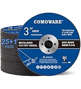 COMOWARE 25+1 Pack 3" Cut Off Wheel, Cut Off Wheels 3 x 1/16 x 3/8 Inch Ultra Thin, Metal and Sta...
