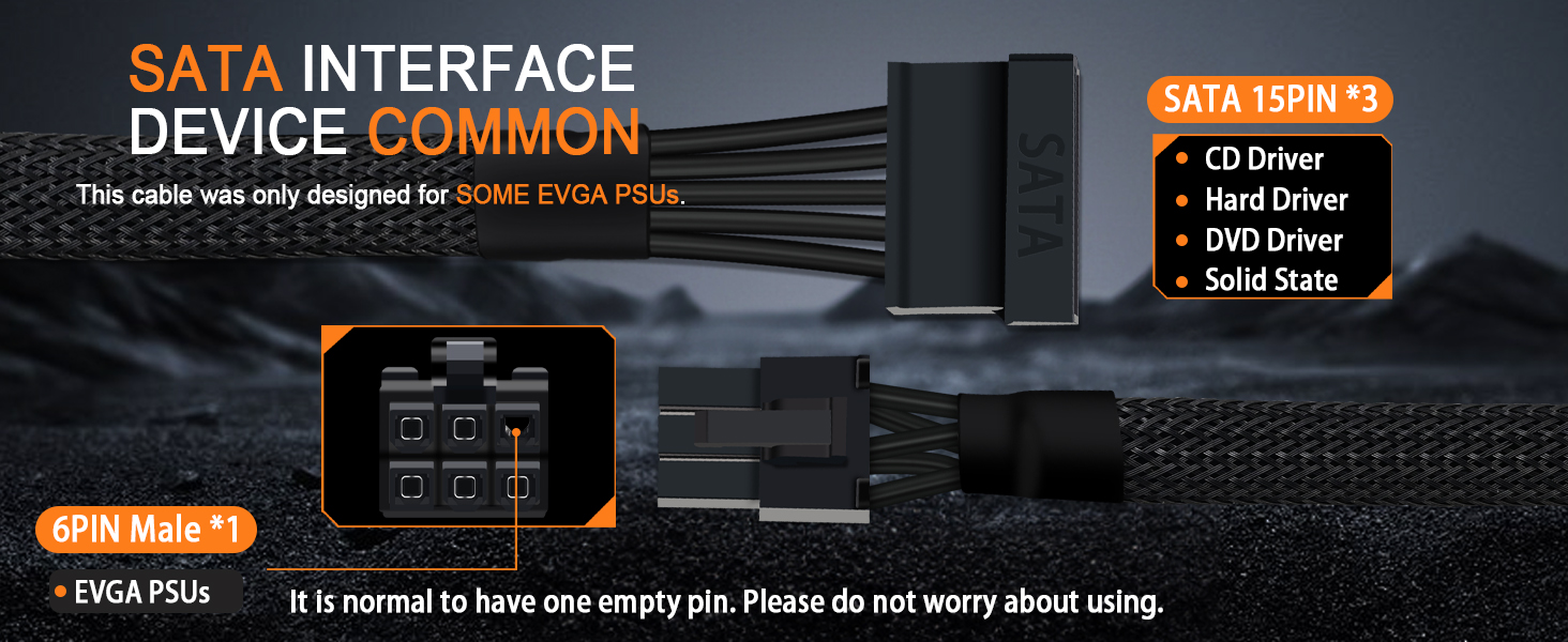 SATA Power Cable for EVGA PSUs