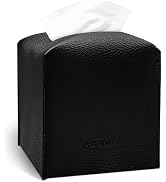 Tissue Box Cover, PU Leather Tissue Box Holder with Bottom Belt, Modern Square Tissue Box Covers ...