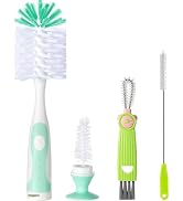 Baby Bottle Brush Set 4 in 1, Baby Bottle Cleaner, with 1P Nylon Bottle Brush, 1P Bottle Cap Brus...