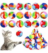 Nicunom 60 PCS Cat Pom Pom Balls, 1.7Inch Rainbow Cat Toy Balls, Soft Plush Cat Ball Fuzzy Kitty ...