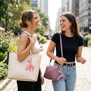 Matching pink and purple elephant bag charms for best friends.