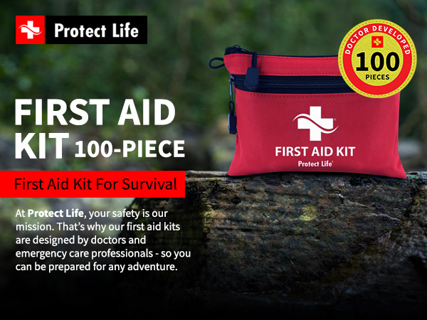 First Aid Kit - 100 Piece - Small First Aid Safety Kits for Camping
